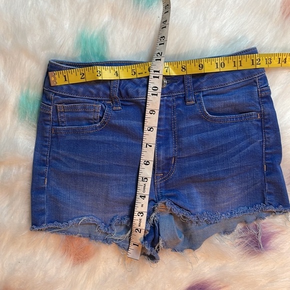 AMERICAN Eagle Outfitters‎ Super Stretch Hi Rise Shortie Blue Jean Shorts - Picture 5 of 6